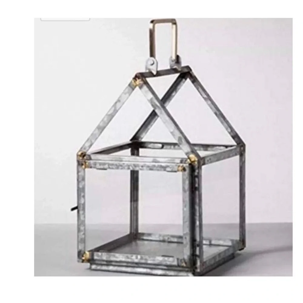 Hearth & Hand Magnolia Galvanized Metal Glass House Lantern Farmhouse Decor 12